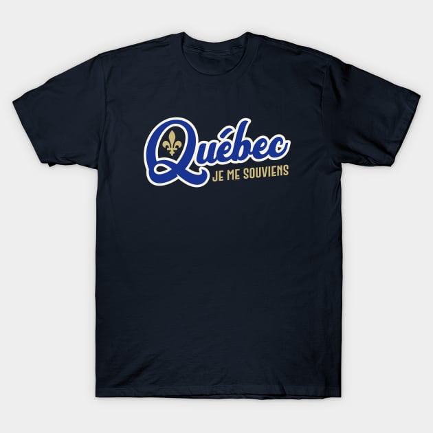 Quebec Je me souviens Canada Classic Athletic Script Dark Blue T-Shirt by TGKelly